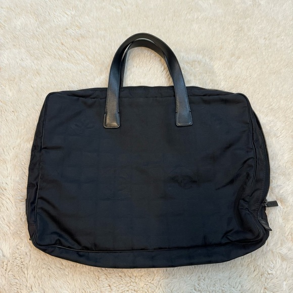 Chanel Logo Black Nylon & Leather Travel Ligne Document or Laptop Bag - Picture 4 of 7